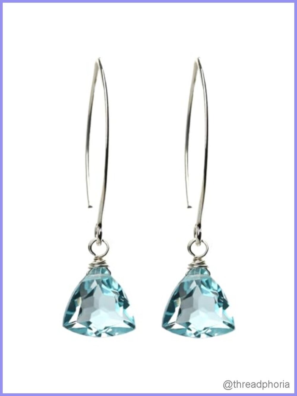 Sterling Silver Dangle Earrings with Blue Quartz Gemstone